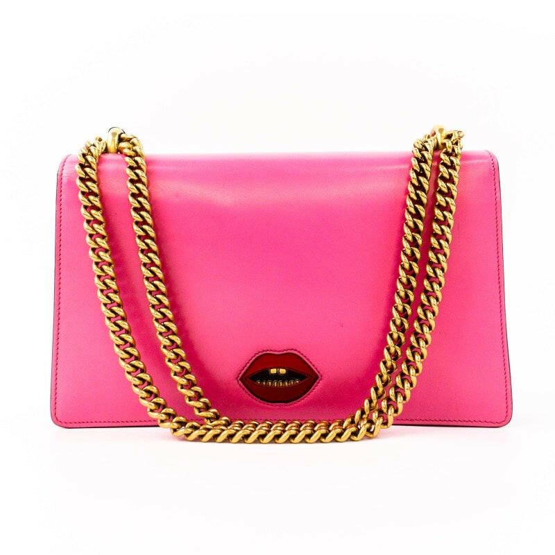 Gucci Heart GG Marmont Bag, Pink and Black, Medium Size