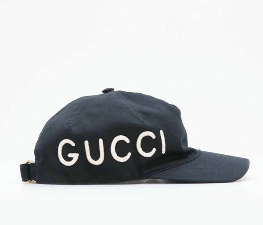 Gucci Black Embroidered Logo Hat - Size 58cm