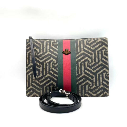 Gucci Medium Two-Way Bag with Signature Bee in Black and Gold