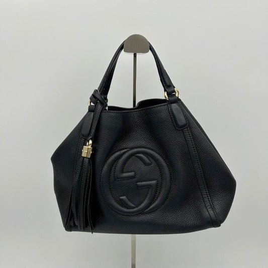 Gucci Black Leather Shoulder Bag Medium Size