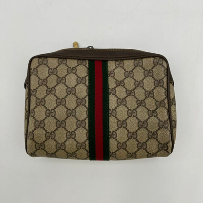 Gucci Beige GG Canvas Stripe Clutch Wristlet Small Morandi