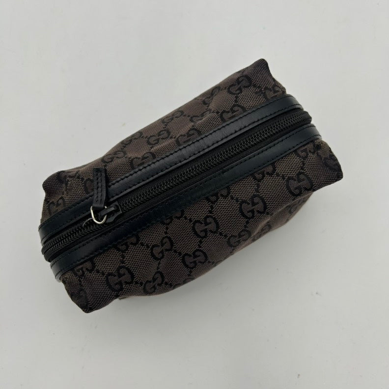 Gucci GG Supreme Black Canvas Clutch Wristlet Small