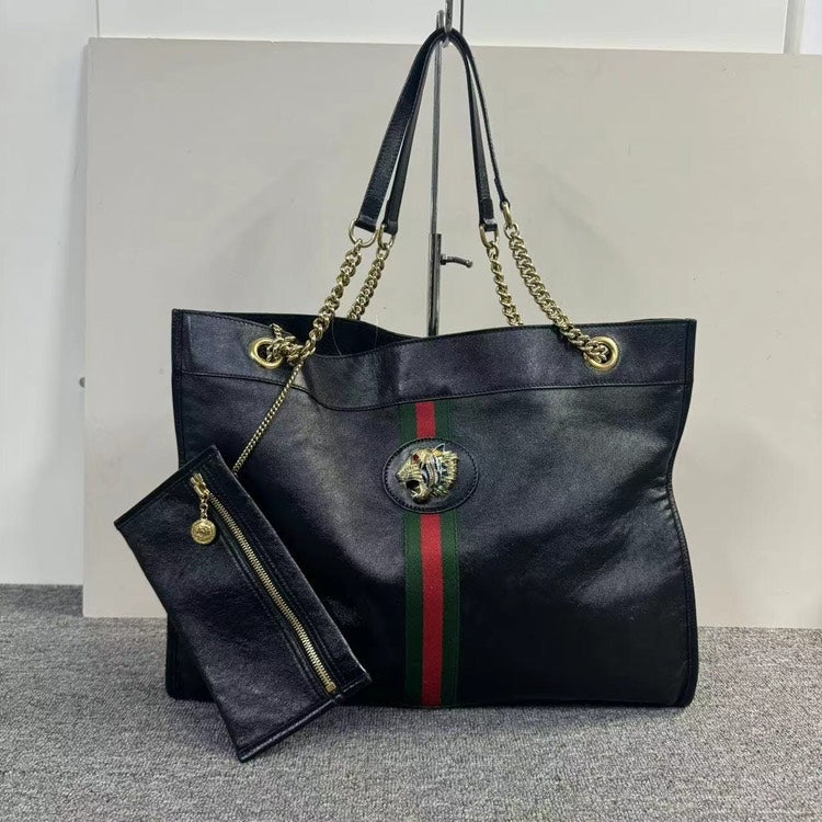 Gucci Rajah Tiger Tote Bag Black Large