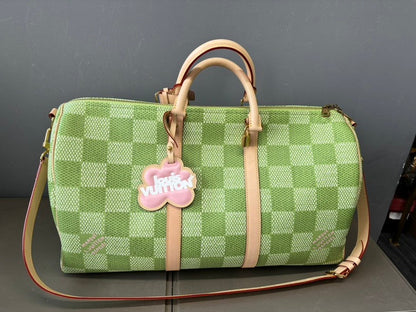 Louis Vuitton Keepall 50 Green Checkered Canvas Travel Bag 50cm