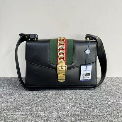 Gucci Sylvie Black Leather Shoulder Bag Medium