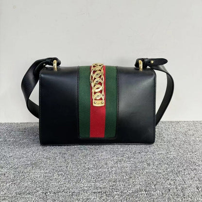 Gucci Sylvie Black Leather Shoulder Bag Medium