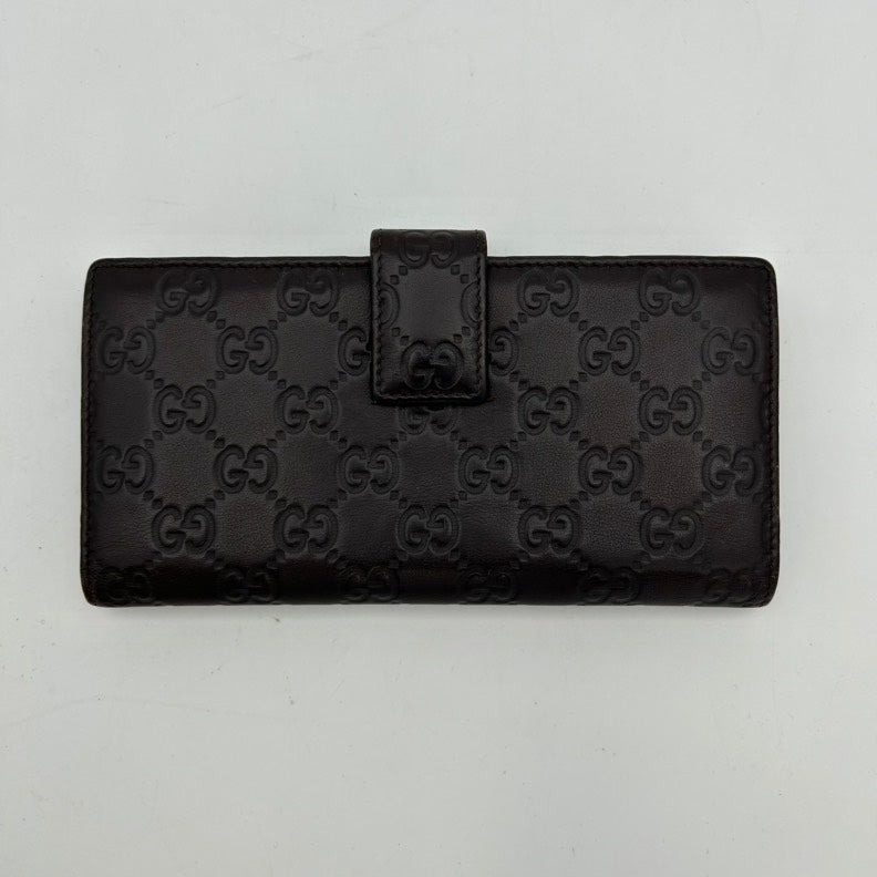 Gucci Black Leather GG Monogram Clutch Wristlet Medium