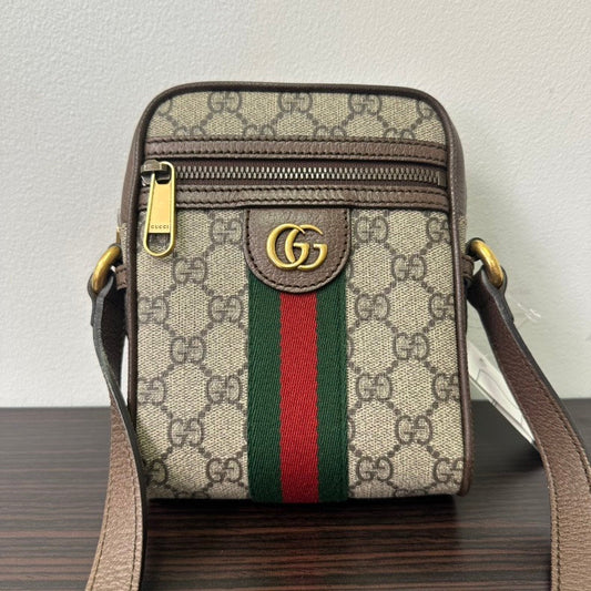 Gucci Ophidia Brown Beige GG Supreme Canvas Crossbody Bag