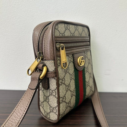 Gucci Ophidia Brown Beige GG Supreme Canvas Crossbody Bag