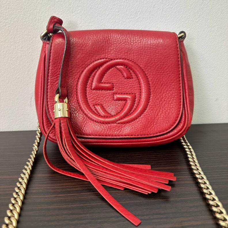 Gucci Soho Red Leather Chain Crossbody Bag