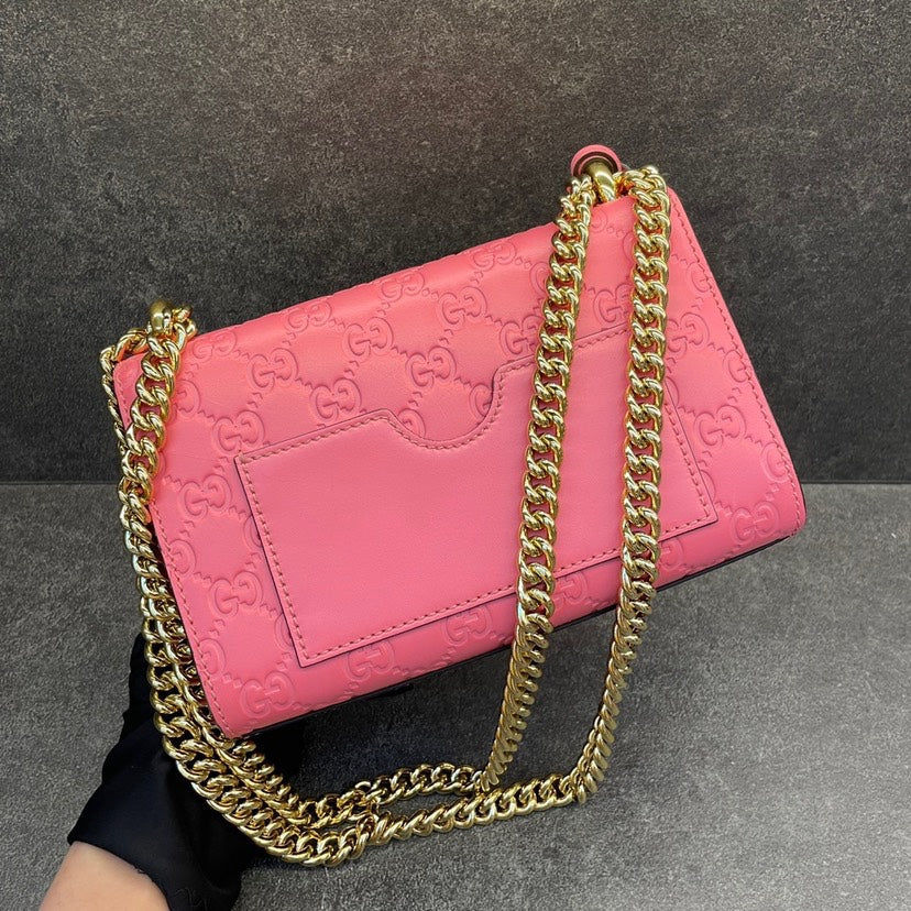 Gucci Pink Guccissima Small Padlock Shoulder Bag