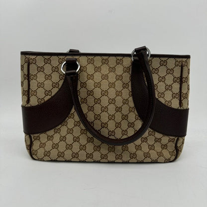 Gucci Canvas Leather Shoulder Bag Brown Medium