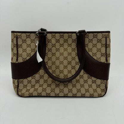 Gucci Canvas Leather Shoulder Bag Brown Medium