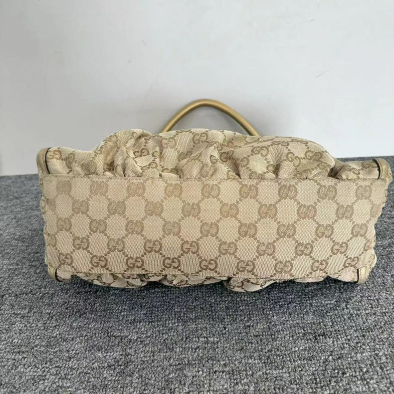 Gucci Beige Metallic GG Canvas Shoulder Bag Medium Size