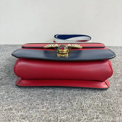 Gucci Margaret Tricolor Leather Bee Embellished Shoulder Bag Medium