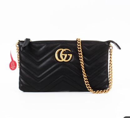 Gucci GG Marmont Black Leather Crossbody Bag Small