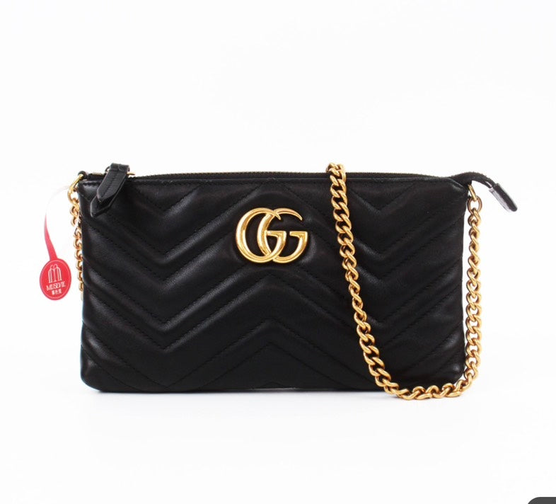 Gucci GG Marmont Black Leather Crossbody Bag Small