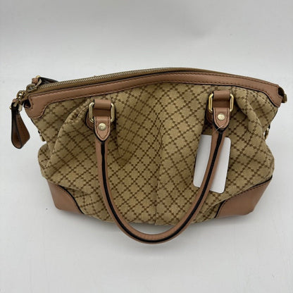 Gucci Beige Canvas Leather Two-Way Handbag Medium