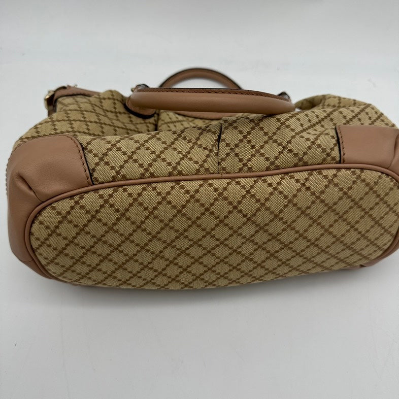 Gucci Beige Canvas Leather Two-Way Handbag Medium