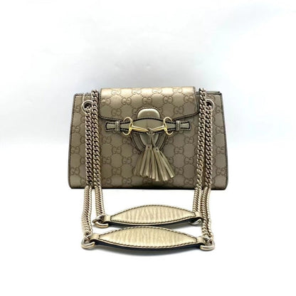 Gucci Emily Beige GG Canvas Shoulder Bag Medium