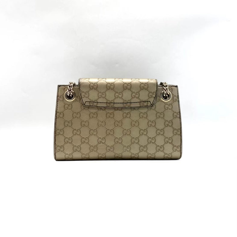 Gucci Emily Beige GG Canvas Shoulder Bag Medium