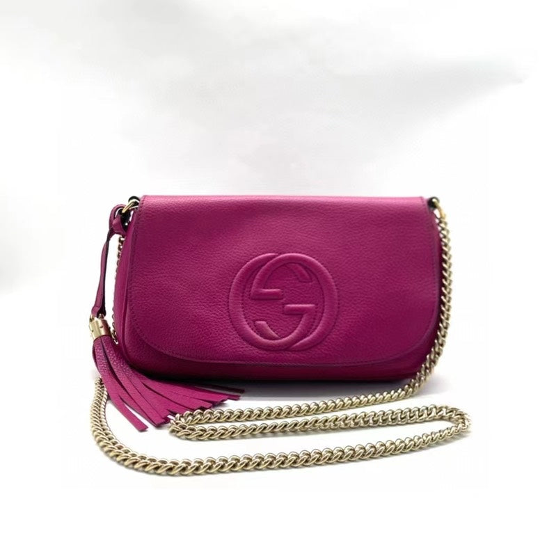 Gucci Soho Fuchsia Leather Chain Bag Medium