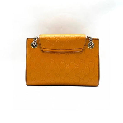 Gucci Emily Orange Leather Chain Shoulder Bag Medium