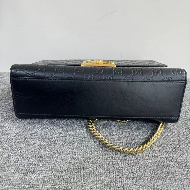 Gucci Padlock Black Leather Small Shoulder Bag