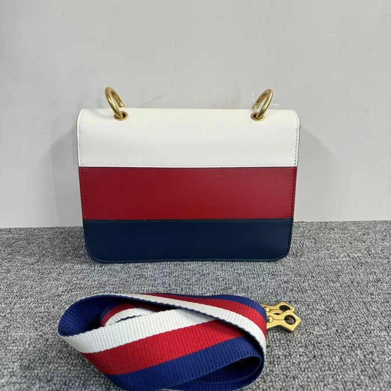 Gucci Queen Margaret White Red Blue Leather Crossbody Bag Medium