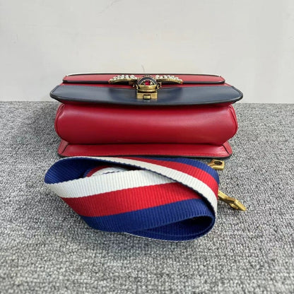 Gucci Queen Margaret White Red Blue Leather Crossbody Bag Medium