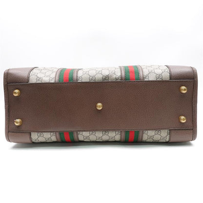 Gucci Ophidia GG Supreme Monogram Coated Canvas Shoulder Bag Brown Green Red Straps Large