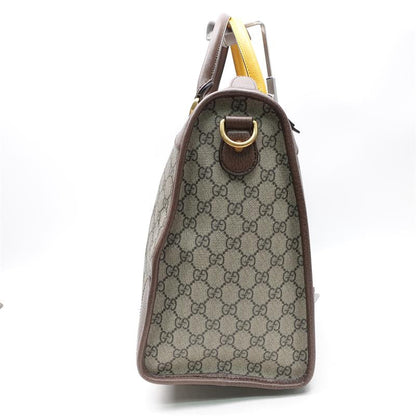 Gucci Ophidia GG Supreme Monogram Coated Canvas Shoulder Bag Brown Green Red Straps Large