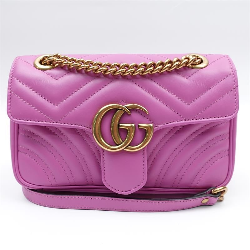 Gucci GG Marmont Purple Calfskin Shoulder Bag Medium