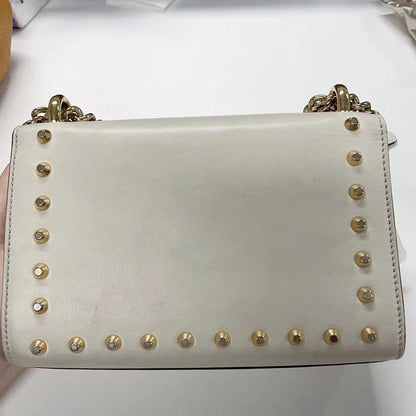 Gucci Padlock White Leather Studded Crossbody Bag Small