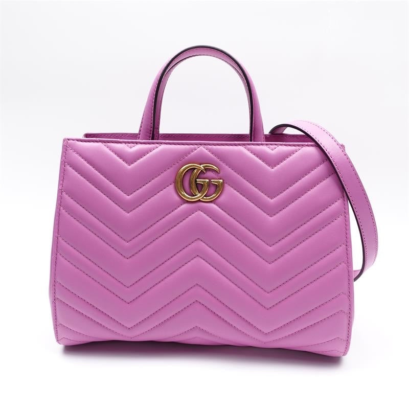 Gucci GG Marmont Small Purple Gold Calfskin Shoulder Bag