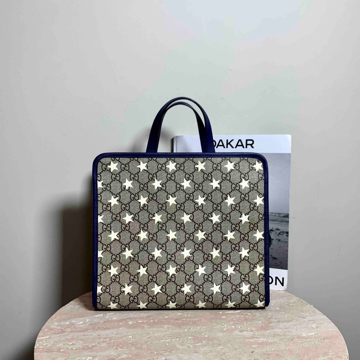 Gucci Kids Beige GG Star Print Canvas Tote Bag Medium