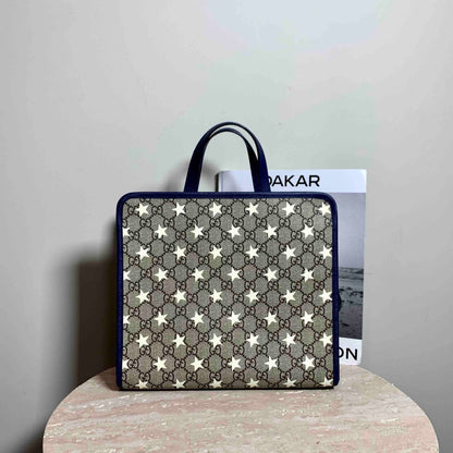 Gucci Kids Beige GG Star Print Canvas Tote Bag Medium