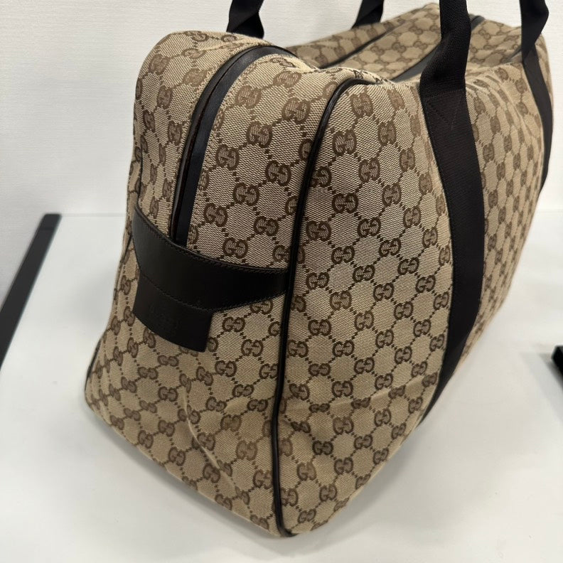 Gucci GG Canvas Beige Brown Large Travel Bag