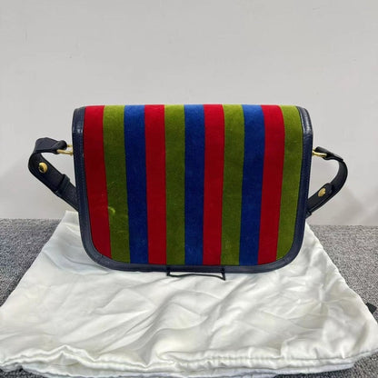 Gucci Horsebit 1955 Multicolor Striped Suede Handbag Small