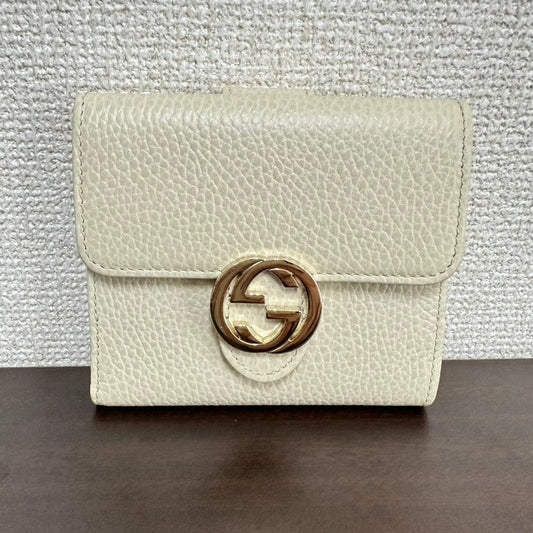 Gucci Interlocking G Beige Leather Small Wallet