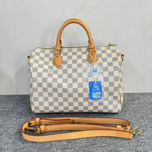 Louis Vuitton Speedy Damier Azur Canvas Top Handle Bag Medium