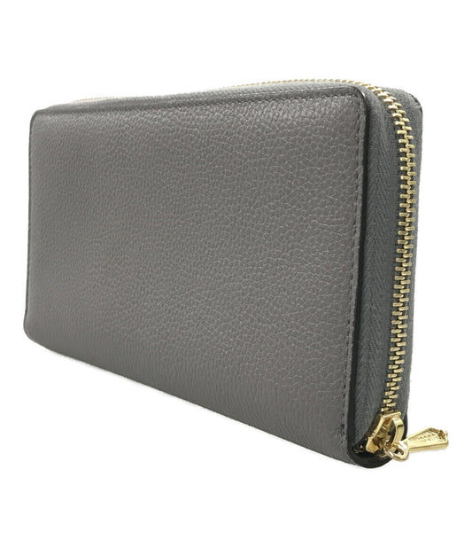 Gucci Grey Leather Zip Around Clutch Wristlet