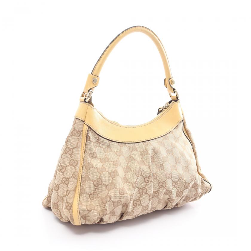 Gucci Abby Beige Yellow Canvas Leather One Shoulder Bag