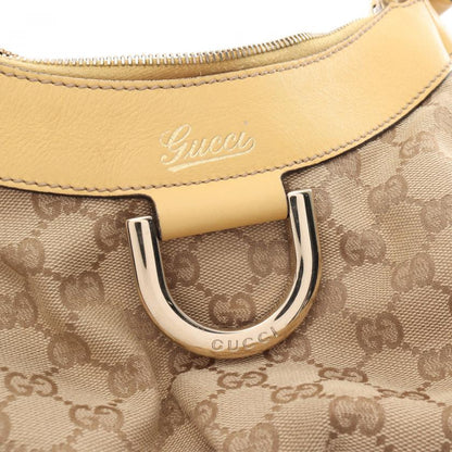 Gucci Abby Beige Yellow Canvas Leather One Shoulder Bag