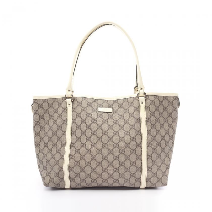 Gucci GG Supreme Beige White PVC Leather Star Shoulder Tote Bag