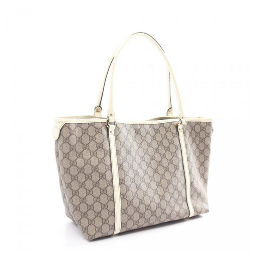 Gucci GG Supreme Beige White PVC Leather Star Shoulder Tote Bag