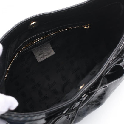 GUCCI Queen Hobo Black Coated Canvas Leather One Shoulder Bag