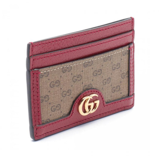 Gucci x Doraemon Mini GG Supreme Brown Red Multicolor Card Case Leather PVC