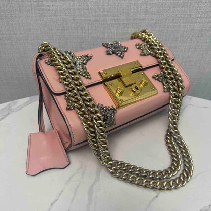 Gucci Padlock Pink Leather Embellished Crossbody Bag Medium