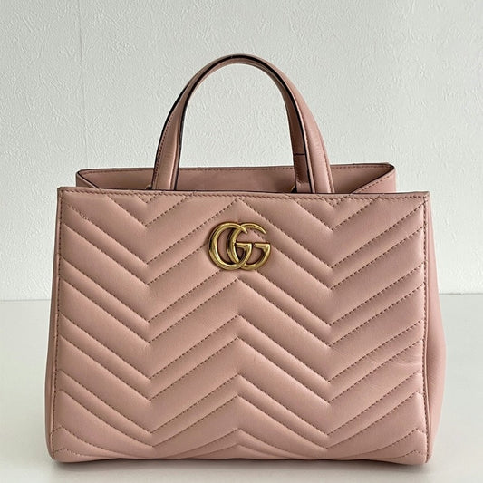 Gucci GG Marmont Matelasse Leather Small Tote Bag Pink